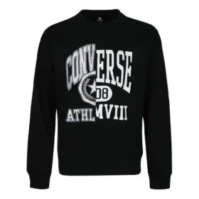 Herren-Pullover von Converse mit Alphabet-Logo-Print, Rundhalsausschnitt, schwarz