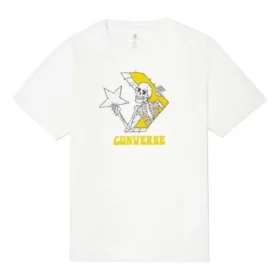 Herren-T-Shirt von Converse mit Skelett-Print, Rundhalsausschnitt, kurze Ärmel, weiß