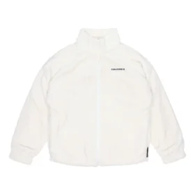 Jacke mit lockerem Stehkragen und „Stay Warm“-Logo, asiatische Größen, „Weiß“