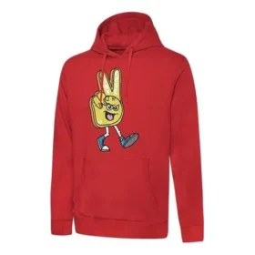 Kapuzen-Sweatshirt mit Kordelzug und Finger-Letter-Print, rot