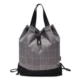 Karierte Beuteltasche „Grey“