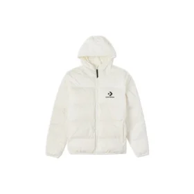 Klassische lässige warme Daunenjacke mit Kapuze, asiatische Größen „Weiß“
