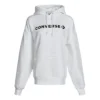Klassischer Logo-Athleisure-Casual-Sport-Hoodie mit Fleecefutter, Weiß
