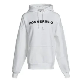 Klassischer Logo-Athleisure-Casual-Sport-Hoodie mit Fleecefutter, Weiß