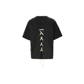 Kurzarm-Shirt mit Spitzenverzierung auf der Rückseite, schwarz
