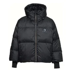 Kurze Daunen-Puffer-Jacke mit Kapuze, asiatische Größen „Schwarz“