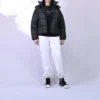 Kurze Daunenjacke aus Textil, asiatische Größen, „Schwarz“