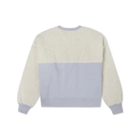 Lammwolle-Pullover mit Rundhalsausschnitt und Kapuze, milchweiß