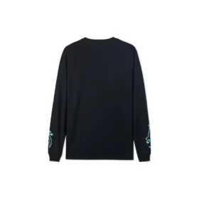 Langarm-T-Shirt mit Kaktus-Grafik, asiatische Größen, „Schwarz“