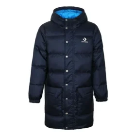 Lange Daunenjacke in asiatischen Größen „Marineblau“