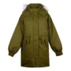 Lange Daunenjacke in asiatischen Größen „Olive Green“