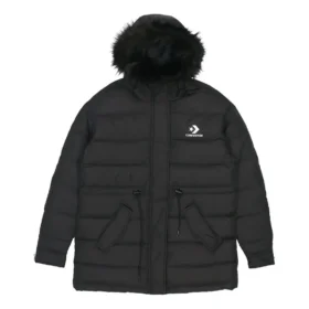Lange Daunenjacke in asiatischen Größen „Schwarz“