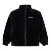Lockere Stehkragen-Jacke mit Logo, Paar-Style, Schwarz