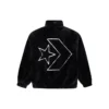 Lockere Stehkragen-Jacke mit Logo, Paar-Style, Schwarz
