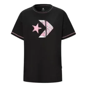 Lockeres T-Shirt mit Rundhalsausschnitt, kurzärmelig, schwarz