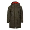 Mittellange bedruckte Sideline-Daunenjacke, asiatische Größen „Olive Green“