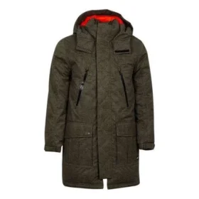 Mittellange bedruckte Sideline-Daunenjacke, asiatische Größen „Olive Green“