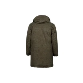 Mittellange bedruckte Sideline-Daunenjacke, asiatische Größen „Olive Green“