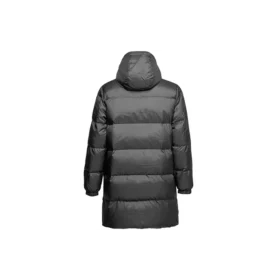 Mittellange, warme Daunenjacke mit Kapuze – asiatische Größen – „Schwarz“