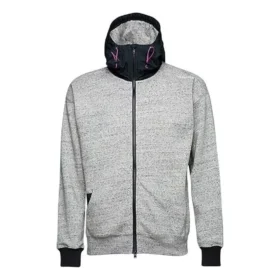 Mixed-Media-Sweatshirt mit durchgehendem Reißverschluss, asiatische Größen, „Grau“