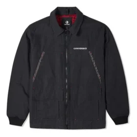 Neujahrsserie Logo-Print-Jacke mit Revers, Dunkel-Schwarz