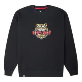 Neujahrsserie Sweatshirt mit Rundhalsausschnitt und Tiger-Muster, asiatische Größen, „Schwarz“