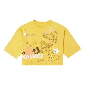 NOTEBOOK DOODLE OS CROP Tee GOLD STRAW Gelb