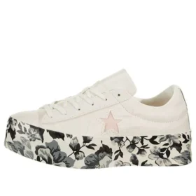 One Star Platform Ox Canvas-Schuhe Weiß/Schwarz/Rosa