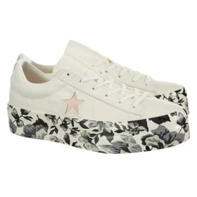 One Star Platform Ox Canvas-Schuhe Weiß/Schwarz/Rosa