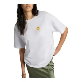 Oversized Crew-T-Shirt mit Blumenprint, asiatische Größen „Weiß“