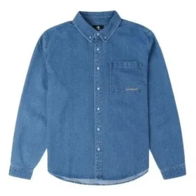 Oxford-Langarm-Jeanshemd, asiatische Größen, „Indigo Blue“