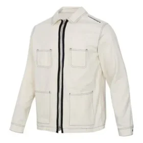 Pocket Woven Langarmjacke asiatische Größen „Weiß“