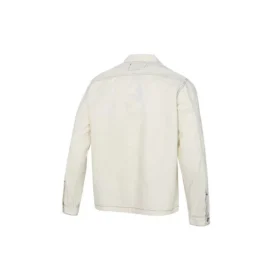 Pocket Woven Langarmjacke asiatische Größen „Weiß“
