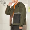 Premium-Kurzdaunenjacke in asiatischen Größen „Cargo Khaki“