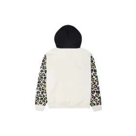 Pullover-Hoodie mit Regenbogen-Leopardenmuster, asiatische Größen, „Off White“
