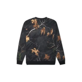 Realtree Printed Sweatshirt mit Rundhalsausschnitt, asiatische Größen „Schwarz“