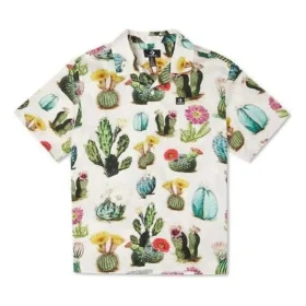Resort-Hemd mit Pflanzenprint, asiatische Größen „Desert Sand Cactus Multi“