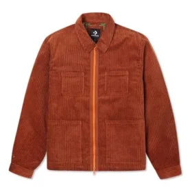 Retro-Einfarbige Cordjacke Rotbraun