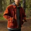 Retro-Einfarbige Cordjacke Rotbraun
