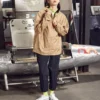 Retro-Freizeitjacke mit Kapuze im Paar-Look, asiatische Größen, „Khaki“