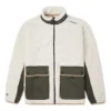 Retro-Lammwolljacke mit kontrastfarbenen Nähten, weiß