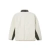 Retro-Lammwolljacke mit kontrastfarbenen Nähten, weiß