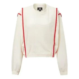 Serie Kontrastfarbene Nähte Rundhals-Pullover Weiß