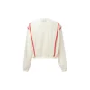 Serie Kontrastfarbene Nähte Rundhals-Pullover Weiß