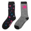 Star Logo Crew Socken, zwei Paar „Schwarz Grau“