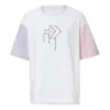 T-Shirt mit Logo-Aufdruck, asiatische Größen, „Weiß-Rosa“
