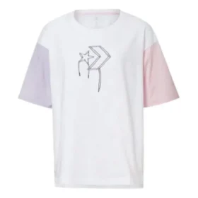 T-Shirt mit Logo-Aufdruck, asiatische Größen, „Weiß-Rosa“
