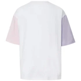 T-Shirt mit Logo-Aufdruck, asiatische Größen, „Weiß-Rosa“