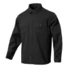 Twill-Langarmhemd mit Knöpfen – asiatische Größen „Schwarz“