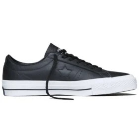 Unisex One Star Leder-Low-Top-Sneaker Schwarz/Weiß
